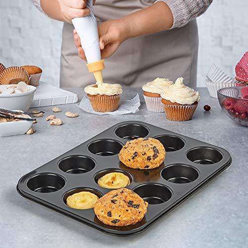 Nonstick Bakeware Set, 5 Pcs Bakeware Include Cookie Sheet, Loaf Pan, Square Pan, Round Cake Pan, 12 Cups Muffin Pan - CookCave