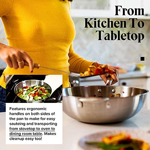 Willow & Everett Wok Pan - Non-Stick Stainless Steel Stir Fry Pans With Domed Lid & Spatula - Scratch Proof Cookware For Gas, Induction Or Electric Stove - CookCave