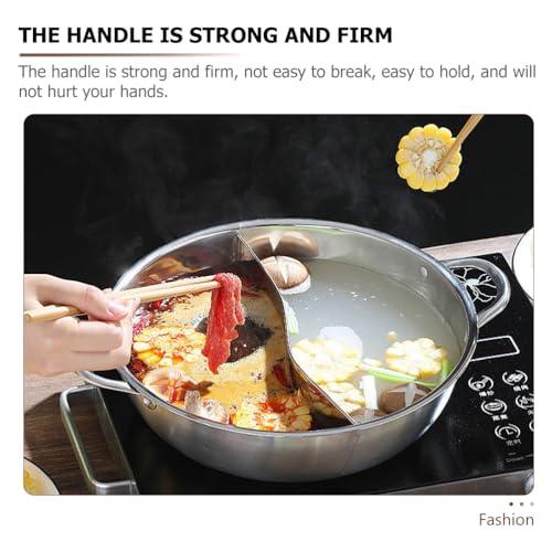 UPKOCH Nonstick Frying Pan Shabu Shabu Pot Stainless Steel Chinese Hot Pot with Divider Two-flavor Soup Cookware for Induction Cooktop Gas Stove 32cm Non Stick Frying Pans - CookCave