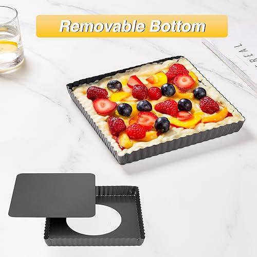 MEICHU 8 Inch Tart Pan Square, Quiche Pan, Nonstick Mini Tart Pan with Removable Bottom, Carbon Steel Reusable Baking Tools - CookCave