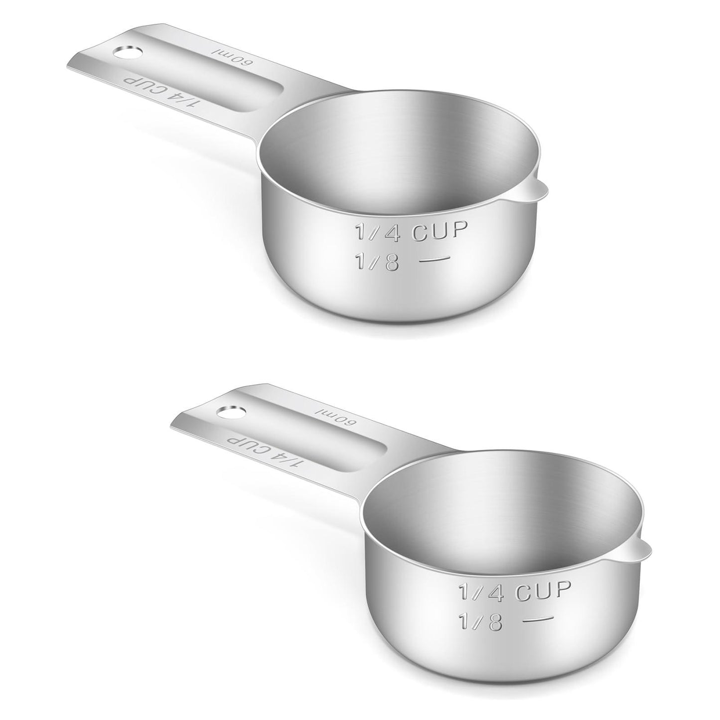 BERYLER® 2 Pack 1/4 Cup (4 Tbsp | 60 ml | 60 cc | 2 oz) Measuring Cup, Stainless Steel Measuring Cups, Metal Measuring Cup, Kitchen Gadgets for Cooking - CookCave
