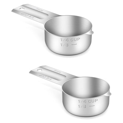 BERYLER® 2 Pack 1/4 Cup (4 Tbsp | 60 ml | 60 cc | 2 oz) Measuring Cup, Stainless Steel Measuring Cups, Metal Measuring Cup, Kitchen Gadgets for Cooking - CookCave