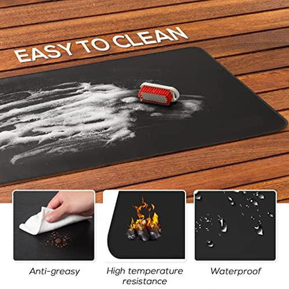 FLASLD Fireproof & Waterproof Under Blackstone Griddle BBQ Mat, Protect Your Prep Table and Outdoor Grill Table - Heat Resistant Grill Table Mat (Black,16 x 24in) - CookCave