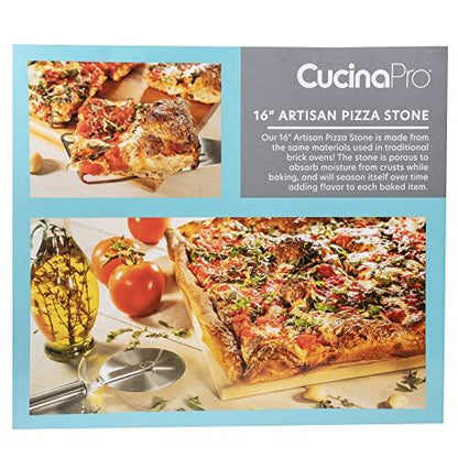 CucinaPro Pizza Stone for Oven, Grill, BBQ- Extra Thick 5/8" Cordierite Rectangular Baking Stone for Better Cooking- 16" x 14" Pan- Holds High Temperature Perfectly For Crispy Crust- Kitchen Must Have - CookCave