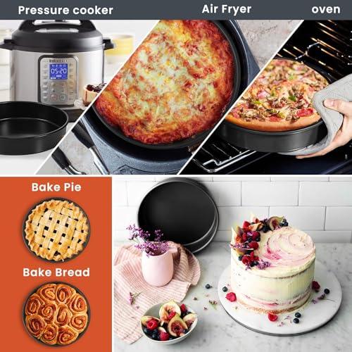 RFAQK 133PCs Round Cake Pans Sets for Baking + Cake Decorating Supplies - 3 Non-Stick 8 Inch Cake Pan with Baking Supplies, Piping Tips, Cake Leveler, Icing Spatula and 35 Parchment Papers with eBook - CookCave