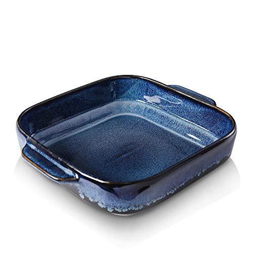 KOOV Ceramic Bakeware, 8x8 Baking Dish, Square Baking Pan, Ceramic Baking Dish, Brownie Pans for Cake Dinner, Kitchen, Reactive Glaze (Nebula Blue) - CookCave
