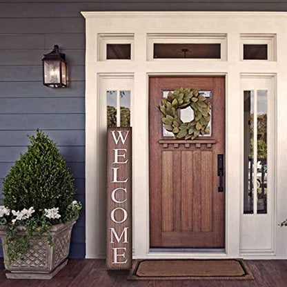 ALBEN Welcome Sign for Front Door Porch – 5 Feet Tall, Vertical Wooden Outdoor and Indoor Welcome Home Decor Sign Wall Decorations (Brown) - CookCave