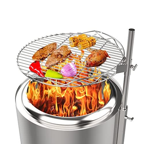 BBQSTAR Detachable Swivel Grill for 19.5" Wood Burning Firepit as Solo Stove Bonfire Hotshot Explorer; Outdoor Firepit Grill Accessory Kit W/Stainless Steel Cooking Grate, Fire Poker,Carry Bag - CookCave