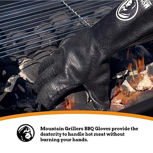 Mountain Grillers Extreme Heat Resistant Gloves for Grill BBQ High Temperature Fire Pit Gloves Barbecue Cooking, Smoker, Oven, Fryer, Grilling Waterproof, Fireproof Oil Resistant Neoprene Coating 18in - CookCave