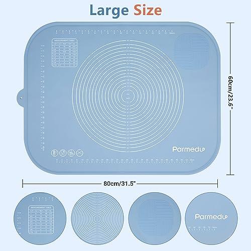 Parmedu Silicone Pastry Mat: 32"*24" Extra Large Non-stick Mat for Kneading with Storage Belt and Dough Cutter - Silicone Heatresistant Countertop Mat and Dough Rolling Mat for Making Pastry and Pasta - CookCave