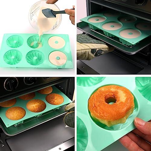 HUAKENER 2 Pcs Mini Bundt Cake Pan, 6-Cavity Fluted Tube Cake Pan, Non-stick Silicone Baking Mold for Cupcakes, Donuts, Cornbread, Brownies, Jellies - CookCave