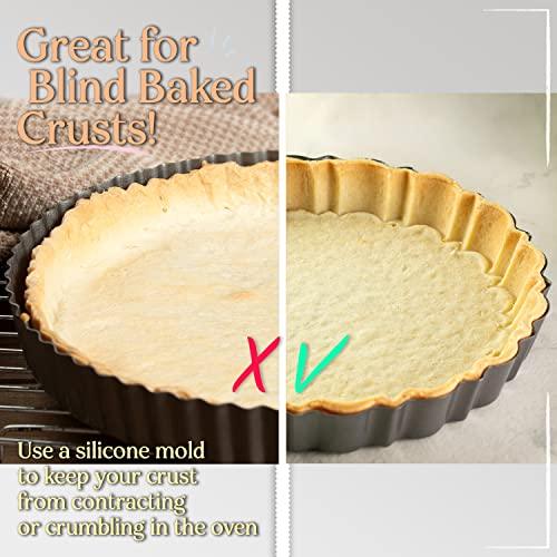 Patz&Patz Fluted 9 Inch Nonstick Carbon Steel Tart Pan - Removable Bottom Crust-Shaper Ring for Baking Pies, Tarts, Quiche - CookCave