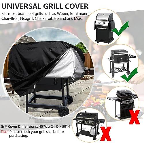 IWNTWY Grill Cover, 40-inch Heavy Duty Oxford Outdoor Waterproof Grill Covers, Dust-Proof Windproof UV Resistant BBQ Gas Cover Fit Most Brands Char Broil, Weber, Brinkmann, Holland - CookCave