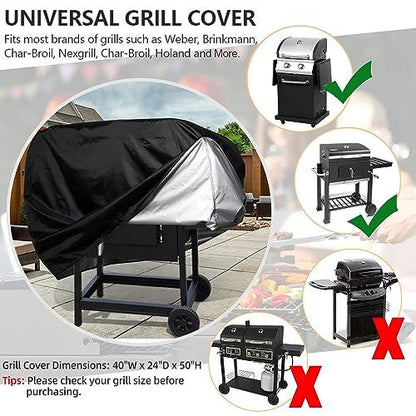 IWNTWY Grill Cover, 40-inch Heavy Duty Oxford Outdoor Waterproof Grill Covers, Dust-Proof Windproof UV Resistant BBQ Gas Cover Fit Most Brands Char Broil, Weber, Brinkmann, Holland - CookCave