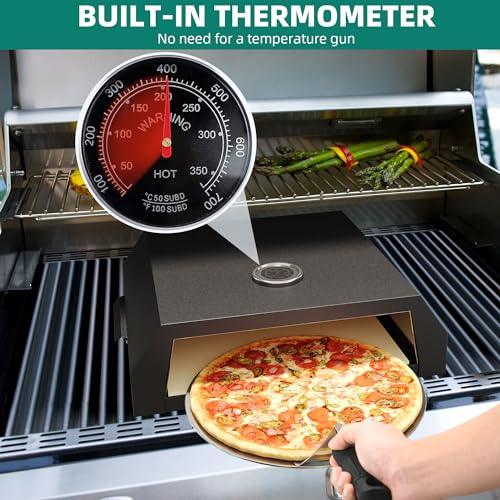 YITAHOME Pizza Oven for Grill, Grill Top Pizza Oven with Pizza Peel & Pizza Cutter, Portable Outdoor Pizza Maker with Thermometer for Charcoal Grill, Gas Grill, Propane Grill - CookCave