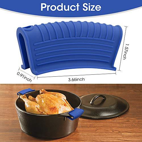 AHIW Silicone Assist Hot Pan Handle Holder Hot Skillet Handle Covers Pot Holder Sleeve Cast Iron Skillets NonSlip Heat Resistant for Enameled Griddles Casserole Frying Pans Cookware(4PACK/Blue) - CookCave