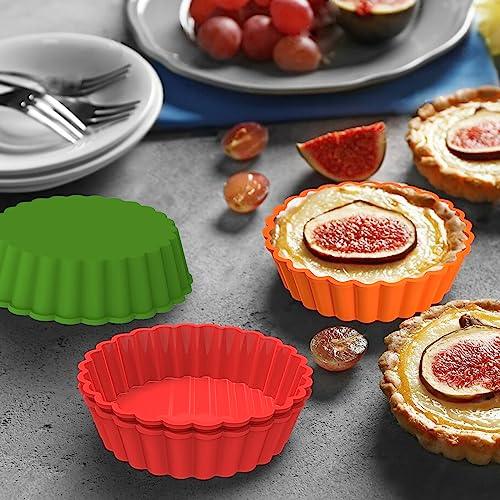 Webake Silicone Mini Tart Pan 4 Inch Non-stick Mini Quiche Molds Small Pie Baking Pan Tart Molds for Baking, Pack of 8 - CookCave