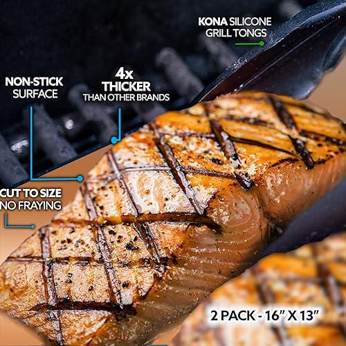 Kona Copper Grill Mats - Ultimate Grill Mats for Outdoor Grill, Nonstick, BBQ Grill Mat for Gas, Pellet, & Charcoal Grills, The Essential BBQ Mat for Every Grilling Enthusiast. Set of 2, 0.30mm Thick - CookCave