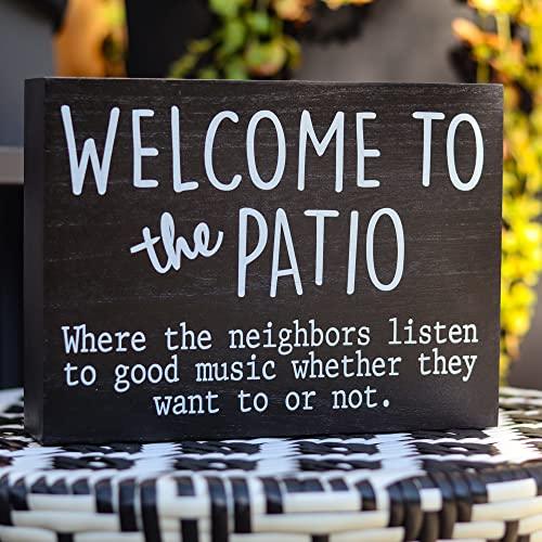 Outdoor Patio Decor - Table Decorations and Accessories for Shelf - Boho Wall Art for Deck Backyard Bar and Grill - Decorative Welcome Hanging Wood Signs - CookCave