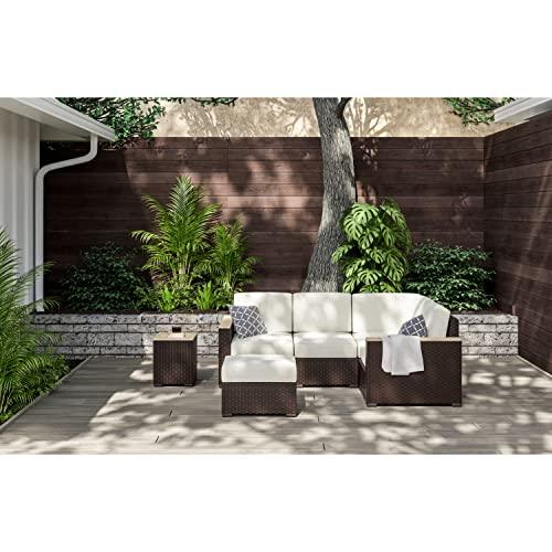 Homestyles 6800-90 Palm Springs Outdoor Ottoman, 1 Seat, Brown - CookCave