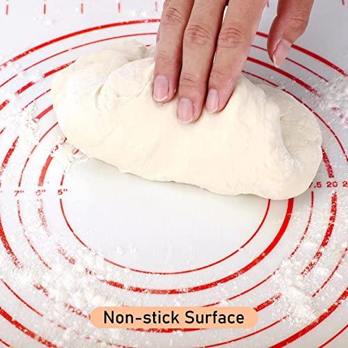 Silicone Pastry Mat for Baking, Baking Mat for Rolling Dough Non Slip Extra Large, Fondant Mat with Measurement, Kitchen Counter Mat for Pie Crust, Pizza and Cookies, Oven Liner Mat,16" x 24", Red - CookCave