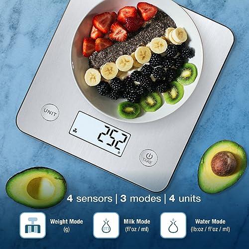 Bisonbody Digital Food Kitchen Scale with Smart App – Large Kitchen Scale with 201 Stainless Steel Surface 5 Unit Conversions Tare Function – Digital Kitchen Scale App to Track Nutritional Information - CookCave