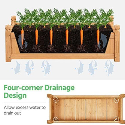 Yaheetech 43.5″ L×16″ W×14″ H Wooden Raised Garden Bed, Horticulture Wood Rectangular Garden Planter Outdoor, Raised Planter Box for Yard/Greenhouse/Vegetable/Flower/Herbs, Light Brown - CookCave