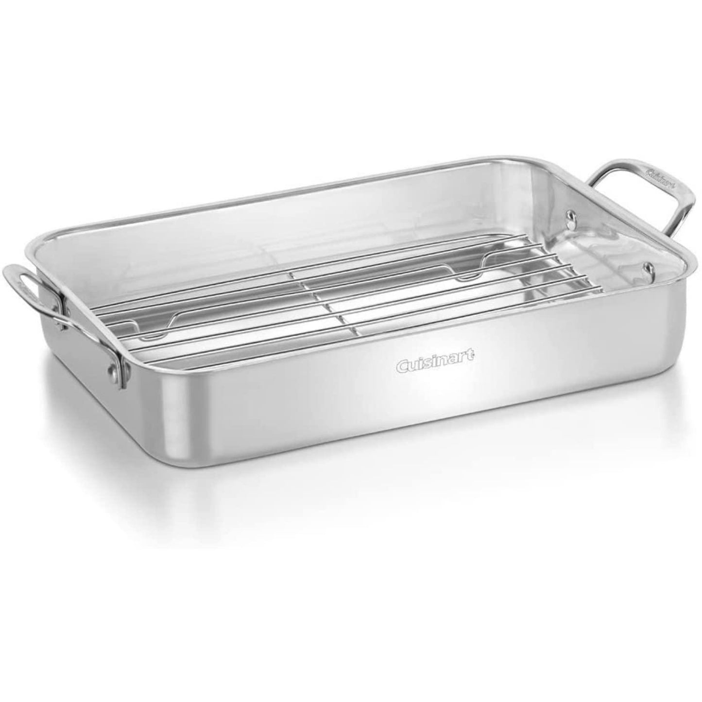 Cuisinart 7117-14RR 14-Inch Chef's-Classic Cookware-Collection, Lasagna Pan w/Stainless Roasting Rack, Stainless Steel - CookCave