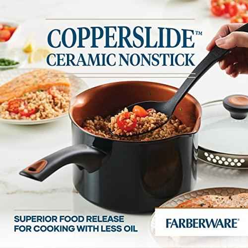 Farberware Glide Nonstick Sauce Pan/Saucepan with Straining and Lid, 3 Quart, (Black) - CookCave