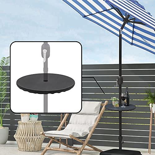 ABBLE 20'' Outdoor Adjustable All Weather Umbrella Table for Beach Patio Garden Poolside Accessory Umbrella Table Top Portable Round Table Fit 38mm (1.49in) Umbrella Pole (Black) - CookCave