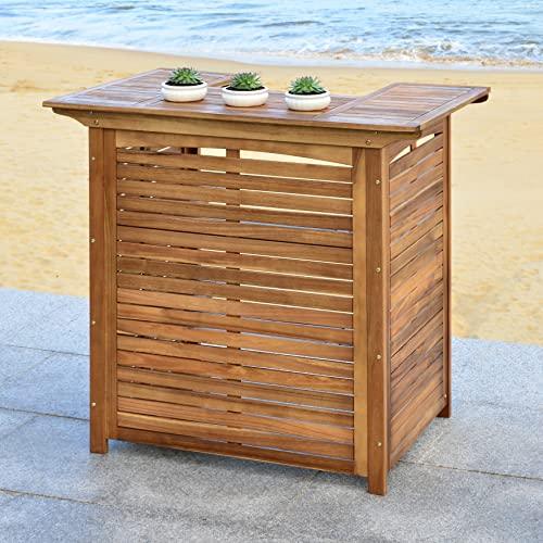 Safavieh Outdoor Collection Monterey Teak Bar Table - Teak Brown - CookCave