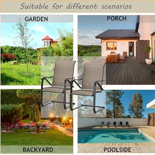 LOKATSE HOME Sling Patio Dining Set of 2 Outdoor Chairs Poolside Balcony Garden Porch, Black Frame - CookCave