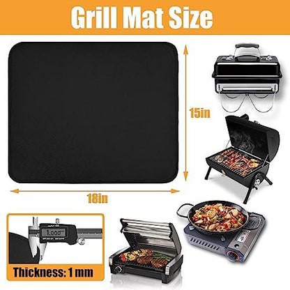 Amerbro 15 x 18 in Fireproof Grill Mats for Outdoor Tabletop Grill to Protect Your Grill Table - Heat Resistant Grill Table Mat - Waterproof & Oilproof BBQ Mat - Black (1mm) - CookCave