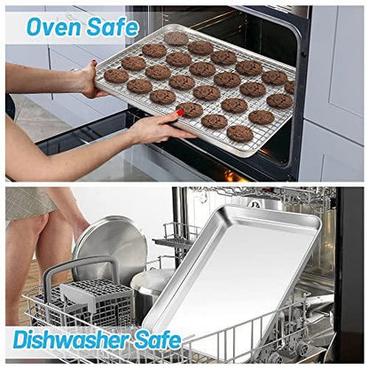 TeamFar Baking Sheet, 17.6’’ x 13’’ x 1’’ Stainless Steel Large Cookie Sheet Baking Tray Pan for Oven, Non-Toxic & Healthy, Rust Free & Heavy Duty, Mirror Finish & Dishwasher Safe - CookCave