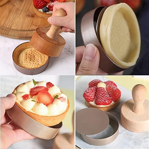 KALAIEN 4 Packs Mini Tart Pans with Removable Bottom 3” Reusable Non-Stick Egg Tart Mold with Tart Tamper for Cheesecake Muffin Pan - CookCave