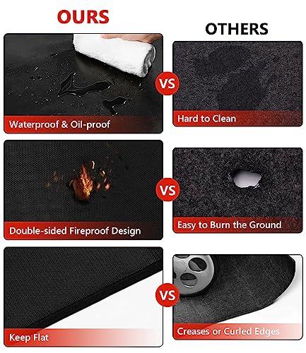 Protebox 48 x 30 inch Under Grill Mats for Outdoor Grill, Double-Sided Fireproof Deck and Patio Protector Mat, BBQ Mat for Under BBQ, Waterproof Oil-Proof Grill Floor Pads Fire Pit Mat Fireplace Mat - CookCave