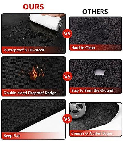 Protebox 48 x 30 inch Under Grill Mats for Outdoor Grill, Double-Sided Fireproof Deck and Patio Protector Mat, BBQ Mat for Under BBQ, Waterproof Oil-Proof Grill Floor Pads Fire Pit Mat Fireplace Mat - CookCave