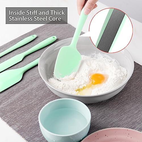 Rebekah Heat Resistant Silicone Spatula Set, Nonstick Premium Rubber Kitchen Utensil for Baking, Cooking, Mixing Tools, BPA Free, Aqua - CookCave