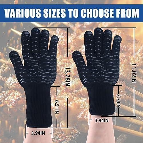 Grill Gloves, BBQ Gloves 1472°F Heat Resistant Fireproof Gloves, Kitchen Non-Slip Silicone Oven Mitt, Safe Hot Protection Extra Long Gloves for Grilling Cooking Barbecue Outdoor Camping Smoker - CookCave