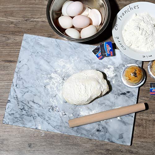 Kota Japan Premium Non-Stick Marble Pastry Cutting Board Slab 15 3/4" X 11 3/4” | No-Slip Rubber Feet | Must Have Stone Pastry Rolling Pin Board for Every Kitchen | Great Baking Creations Ahead! - CookCave