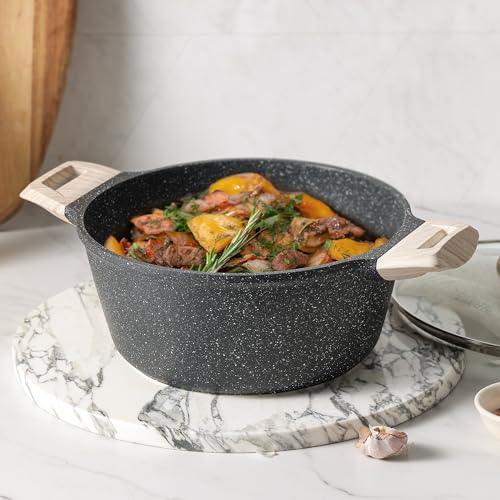 CAROTE 4 Qt Nonstick Stock Pot - Granite Soup Pot and Dutch Oven With Lid, 4 Quart Casserole for Stews - Super Easy to Clean, PFOA Free (CLASSIC GRANITE) - CookCave