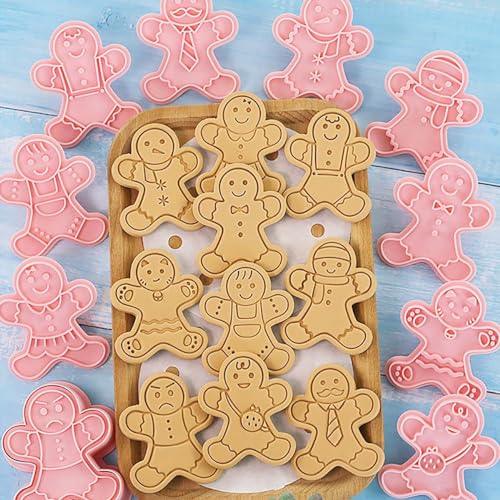 10 Piece Christmas Cookie Cutters, 3d Raised Design Gingerbread Cookie Stamps, Cookie Cutter Set suitable for Frosting Decoration, Mini Pie Molds, Apple Pie Pastry Biscuit Cutter (Gingerbread Man) - CookCave