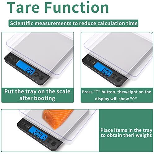 Upgraded Large Size Food Scale for Food Ounces and Grams, YONCON Kitchen Scales Digital Weight for Cooking, Baking, 3kg by 0.1g High Accurate Gram Scale with 2 Tray, Tare Function, LCD Display - CookCave