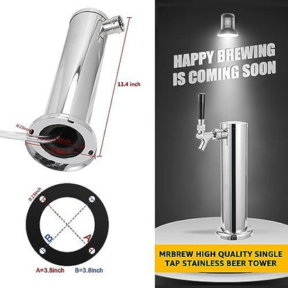 MRbrew Single Tap Draft Beer Tower, Support Countertop and Kegerator Installation, Stainless Core Beer Faucet Stainless Steel 3'' Flange Brewing Tower Dispenser Kit with Self-Closing Faucet Spring - CookCave