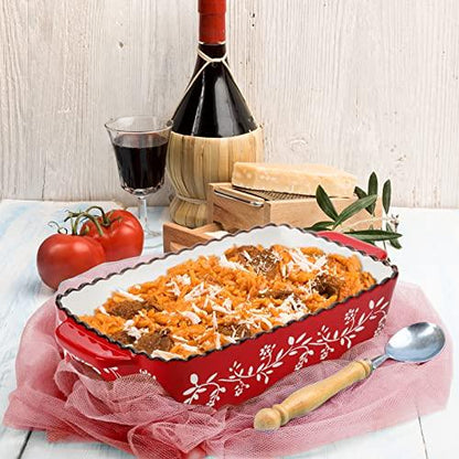 AVLA 3-Pack Red Porcelain Baking Dishes - 12 x 8.5 x 6 Inches, For Lasagna, Casserole, Cake - CookCave