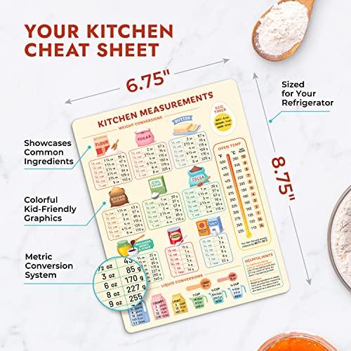 Kitchen Conversion Chart Magnet for Easier Cooking & Kitchen Baking - Vintage Kitchen Useful Gadgets - Cute Kitchen Accessories Gadgets - Cooking Accessories & Baking Accessories - Gifts for Bakers - CookCave