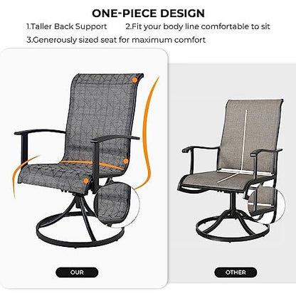 Grand patio Outdoor Swivel Dining Chairs Set of 2, 360 Degree Mesh Sling Rocker Sets for Deck, Garden Backyard, Mixed Coffee - CookCave