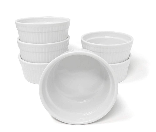 Furmaware Set of 6 Ceramic Ramekins - Non-Toxic Classic White Porcelain Custard Cups - Oven Safe Ramekins, for Baking and Serving Single Servings of Desserts, Dips, and Snacks - (4 oz) - CookCave