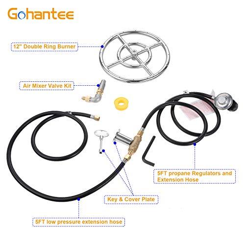 gohantee Fire Ring Burner Valve Assembly Kit, 12 inch Stainless Steel Fire Pit Installation Kit for Propane Gas, Replacement Parts for Propane Gas Fire Pit, Outdoor Fireplaces 90000 BTU - CookCave