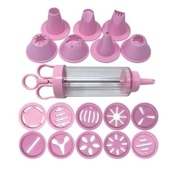 Handy Housewares 19pc Cookie & Cake Decorating Set - Includes Frosting Syringe, Cookie Stencil Caps and Decorating Tips - Random Color - CookCave